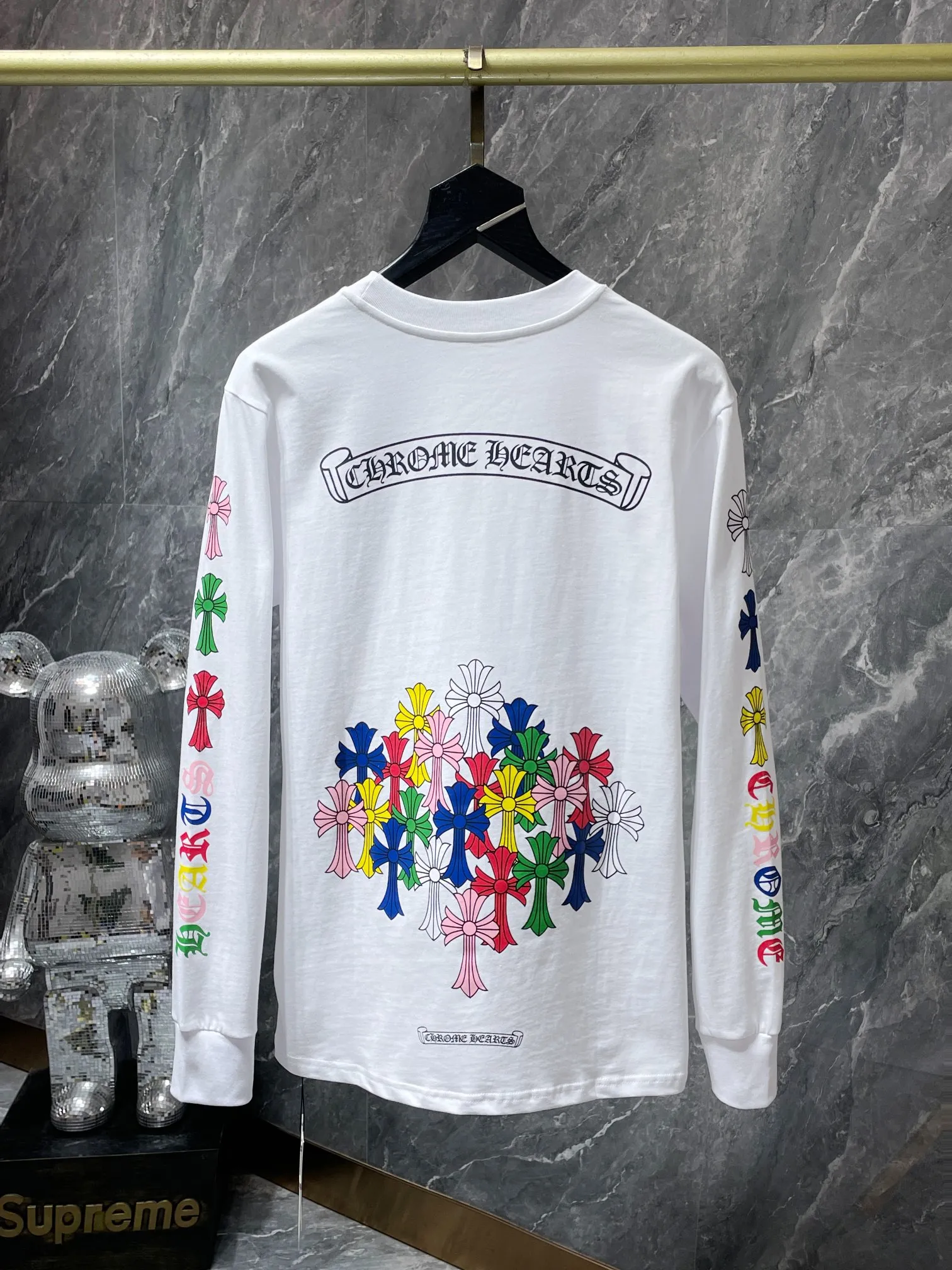 P160 Chrome Hearts🍁Long T series🍁 High-weight, environmentally friendly and high-quality top-quality fabrics Chrome classic scroll letter color cross group flower arm short sleeves Imported environmentally friendly glue printing and dyeing Counter synchronization 1:1 replica version Recommended color: black white Size: S, M, L, XL